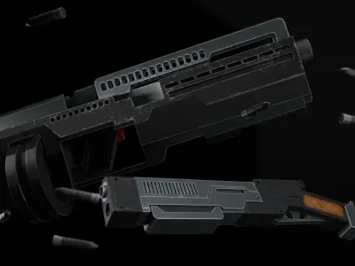 rifel y  pistola Low-poly 3D model