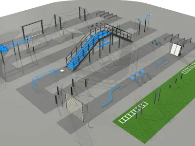 Outdoor Workout Fitness Gym Playground - 25 Plus Equipment  3D model