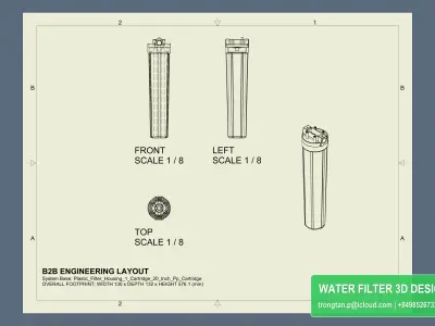 Industrial Plastic Filter Housing 1 Cartridge 20 Inch 3D model