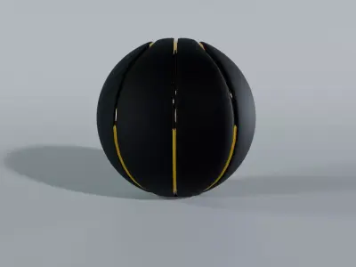 Minimalist Black Basketball with Gold Inlay Low-poly 3D model