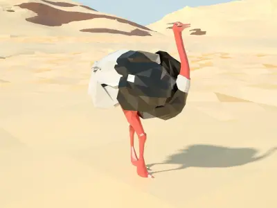 Ostrich 3d model stylized Low-poly 3D model