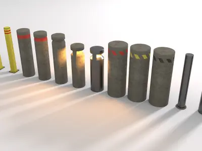 Urban Bollards Low-poly 3D model