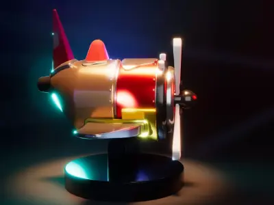 Stylized Cartoon Airplane  Low Poly 3D Model with PBR Materials Low-poly 3D model