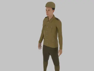 WWI Soldier Low-poly 3D model