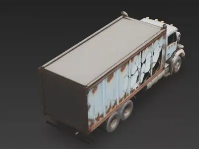 Abandoned Transport Truck Wreck Low-poly 3D model