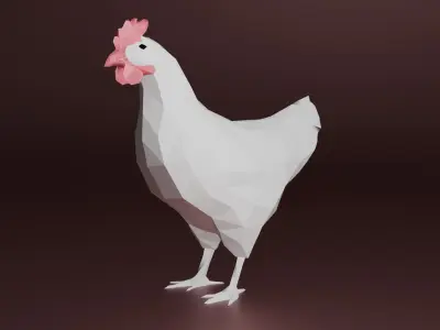 Low Poly Game Ready Chicken 3D Model for Games  Low-poly 3D model