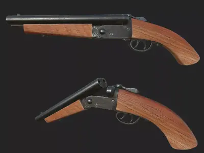 Shotgun 1 wooden gun Free low-poly 3D model