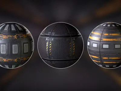 3 PBR Sci Fi panels materials 3D model