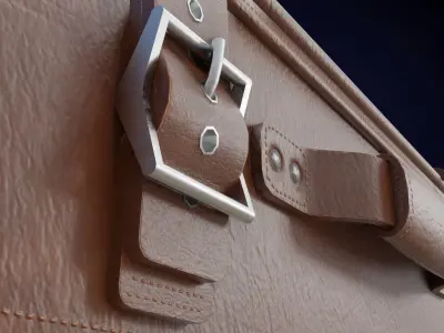 Classic Leather Suitcase Low-poly 3D model