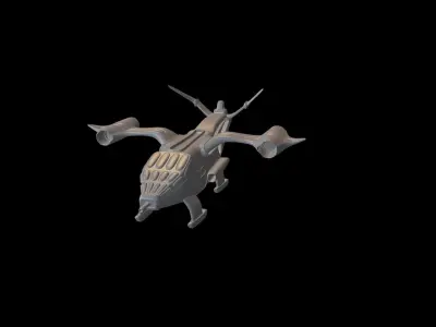 Sci-fi Aircraft Low-poly 3D model by gkrcreations