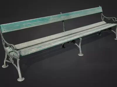 Garden Bench Wood Low-poly 3D model