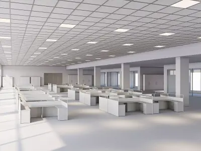 low poly office interior Low-poly 3D model