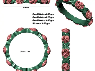 Beautiful Rose Flower Ring 3D print model