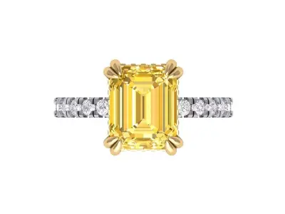 Emerald Solitaire Ring 3D print model 27