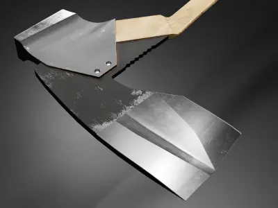 Battle axe Low-poly 3D model 15