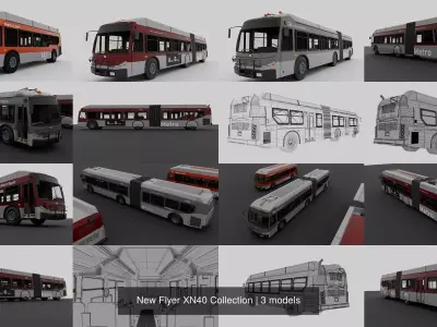 New Flyer XN40 Collection 3D Model Pack