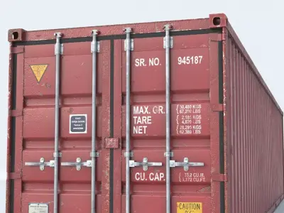 Cargo Container Red 40 feet PBR 3D model