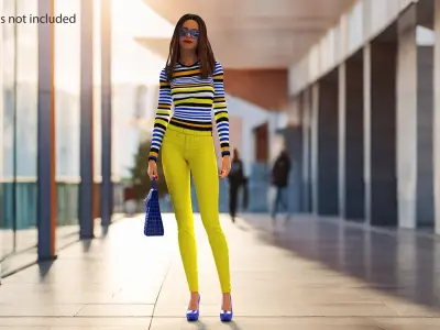 Fashionable European Female with Handbag Rigged for Maya 3D model