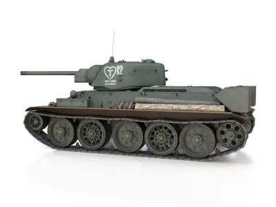 T-34-76 UZTM - Model 1942 - Soviet tank - 12 3D model