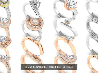 3DM 70 ENGAGEMENT RING FILES 3D Model Pack