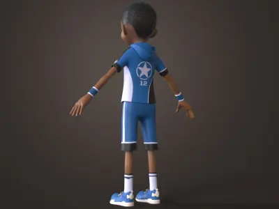 AFRO BOY- CARTOON RIGGED BLACK BOY(1) 3D model