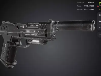 Futuristic Pistol 3D model buy