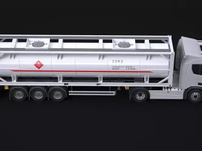 Euro Truck and ISO Tanker Trailer 3D model