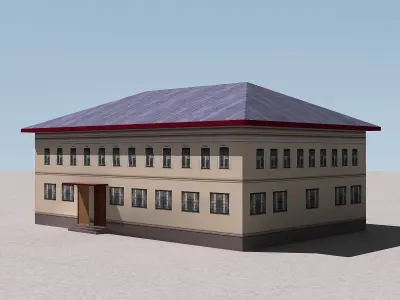 Building Lowpoly school in desert Free low-poly 3D model