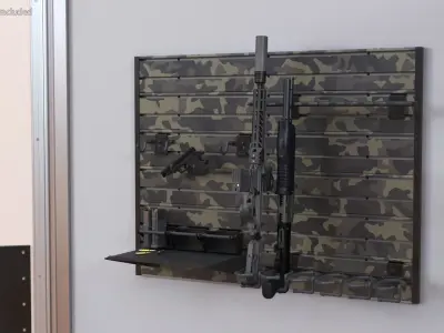  Gun Rack Woodland Camouflage with Weapons 