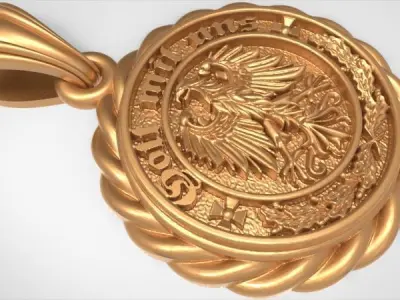 GOTT MIT UNS PENDANT EAGLE GERMAN COAT OF ARMS JEWELRY  3D print model