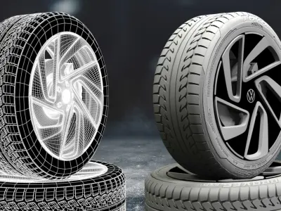 Volkswagen car tyre 3D model