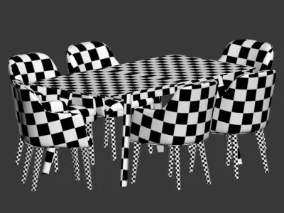 Dining Set table and chairs 3D model