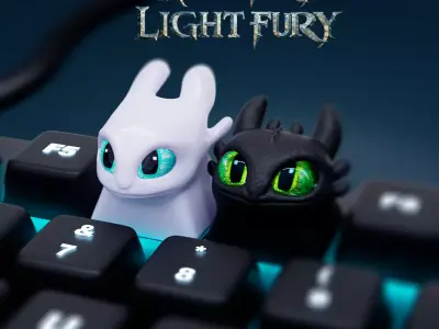 Light Fury and Night Fury Keycap Pack 3D print model