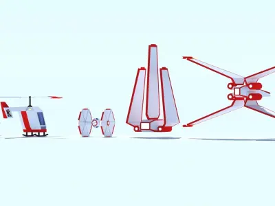 collection air spaceships Stylized Low-poly  Low-poly 3D model