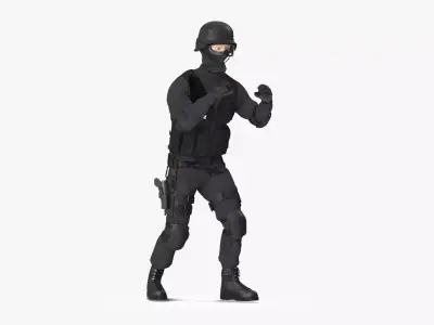 SWAT Police Officer Rigged for Cinema 4D 3D model