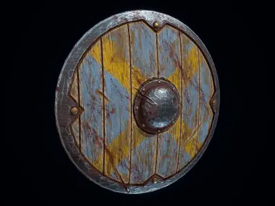 Medieval Round Shield Low-poly 3D model purchase