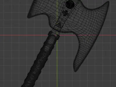 Viking Battle Axe Low-poly 3D model 4