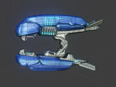 PlasmaRifle futuristic weapon with lights Low-poly 3D model