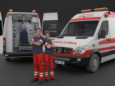 Paramedic Teams Rigged 3D model
