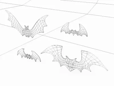 Bat stickers low poly 3d model Low-poly 3D model