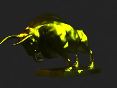 charging bull wall street sculpture statue cow 3D model