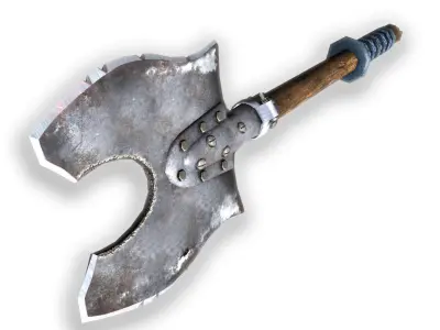 Battle Stylized axe weapon Low Poly 3d model ARVR Low-poly 3D model