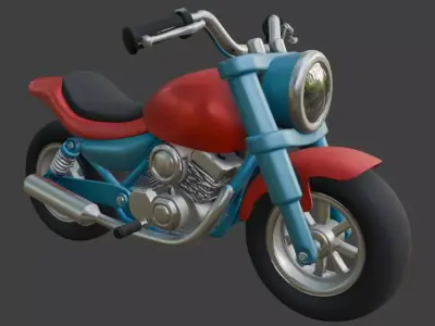 Cartoon Red Motorcycle 3D Model 3D model purchase