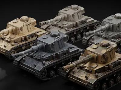 Mini Panzer 4 Tank Low-poly 3D model