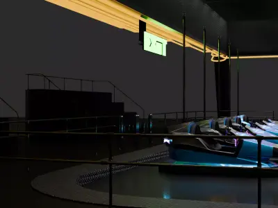 Sci-Fi Cyberpunk Bumper Cars Arena - Theme Park Ride 3D Model Low-poly 3D model