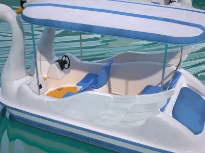 Pedal boat - Swan Low-poly 3D model