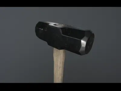 Sledgehammer piece of metal Low-poly 3D model
