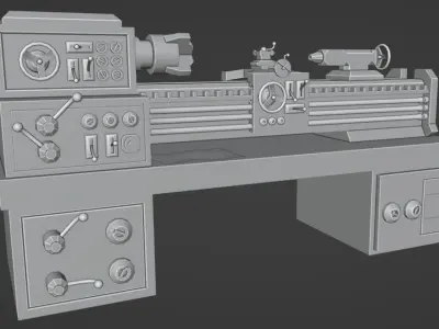 Game model of the Old Lathe Free low-poly 3D model
