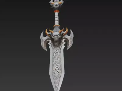 Ashhorn Doomblade - Infernal Skull War Sword Low-poly 3D model