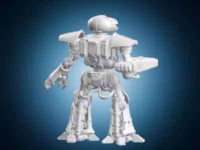 Heavy Battle Mech Miniature with Skull Face 3D print model